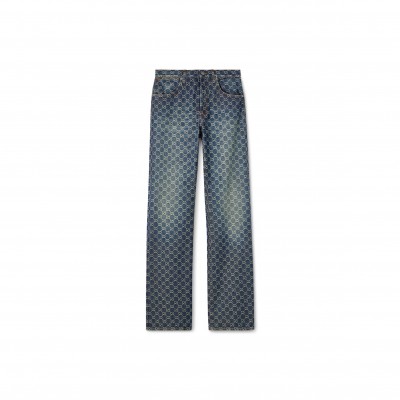 GUCCI GG COTTON DENIM JACQUARD PANTS 864814